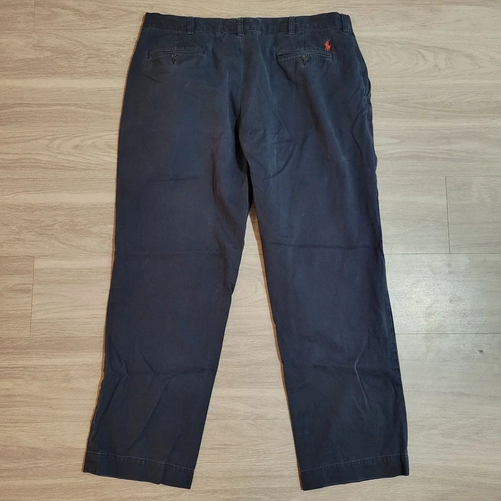 VTG Polo Ralph Lauren Preston Pants Mens 40x32(39x30) Navy Cotton Chino Straight